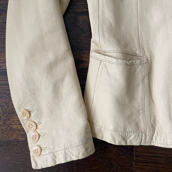 Vince Buttermilk Yellow Leather Blazer Jacket -Size 6 - Picture 2 of 11